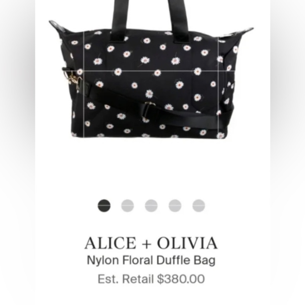 Alice + Olivia Daisy Floral Weekender Travel Duffel Pretty Black Bag NWT - Picture 11 of 16